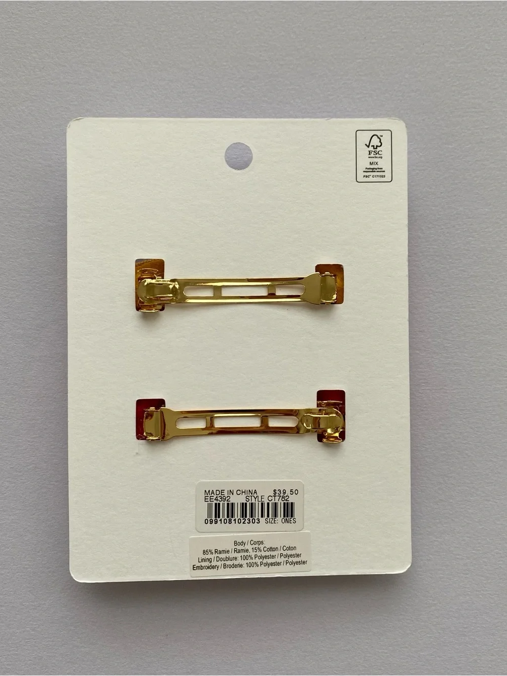 $40 NWT J. Crew Yellow Pink Embroidered Beaded Palm Tree Barrettes Hair Clips